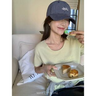 26年早春！【MISS密思家】圆领纯色字母拱桥绣短袖T恤女装89220