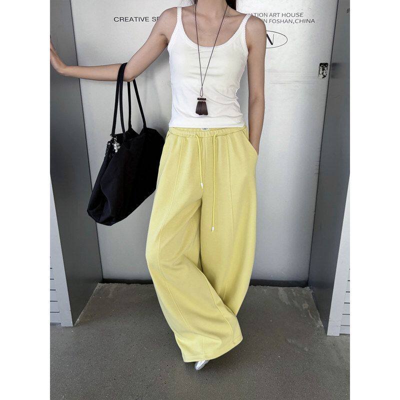 ICC春季新款 松弛感慵懒微弯刀卫裤松紧腰简约休闲裤女十三行1980