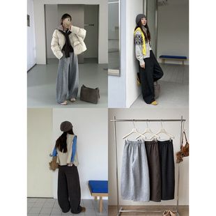 冬季 女卫裤 1391 广州十三行5%羊毛呢料复合绒简约弯刀休闲裤 ICC