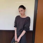 VOUIS春季 宽圆领卫衣套装 新款 显瘦屁帘微喇休闲裤 女 2467修身 TTOO