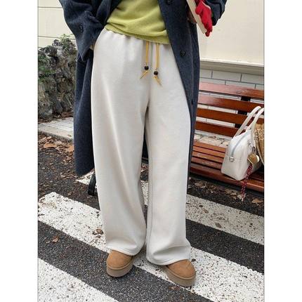 3th Morning 设计感撞色串珠抽绳松紧高腰弯刀阔腿裤ZY3668