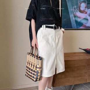 ELSISSI老钱低调小a牛仔裙女2026春夏新款百搭宽松显瘦咖色半身裙