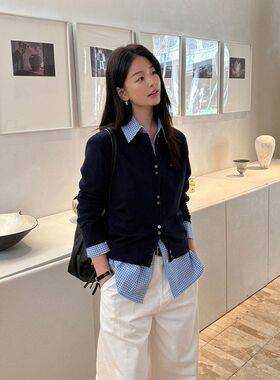 TG 简约通勤字母小刺绣羊毛细腻软糯圆领针织开衫女2026春款26410