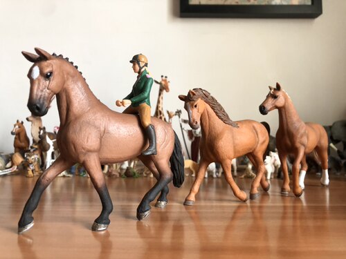 正版德国思乐大马小马野生动物模型儿童玩具早教认知收藏