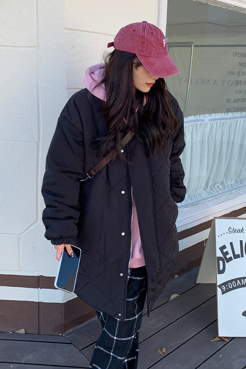 菱格加厚中长款棉衣女my9179p168控218,女装棉衣/棉服,电商A138B
