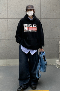 潮牌加绒宽松套头连帽情侣卫衣w5092特p68图片