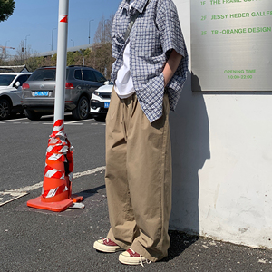日系复古春秋宽松潮牌阔腿裤工装裤k7361p78 100棉图片
