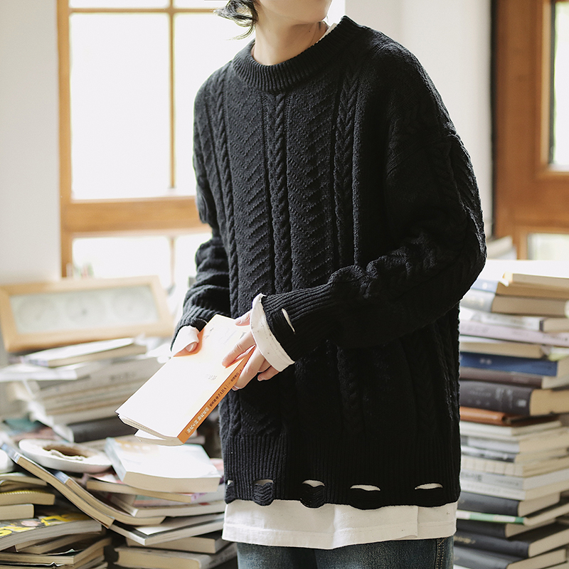 New men's and women's new style dark original suzerain knitted hole sweater in autumn and winter