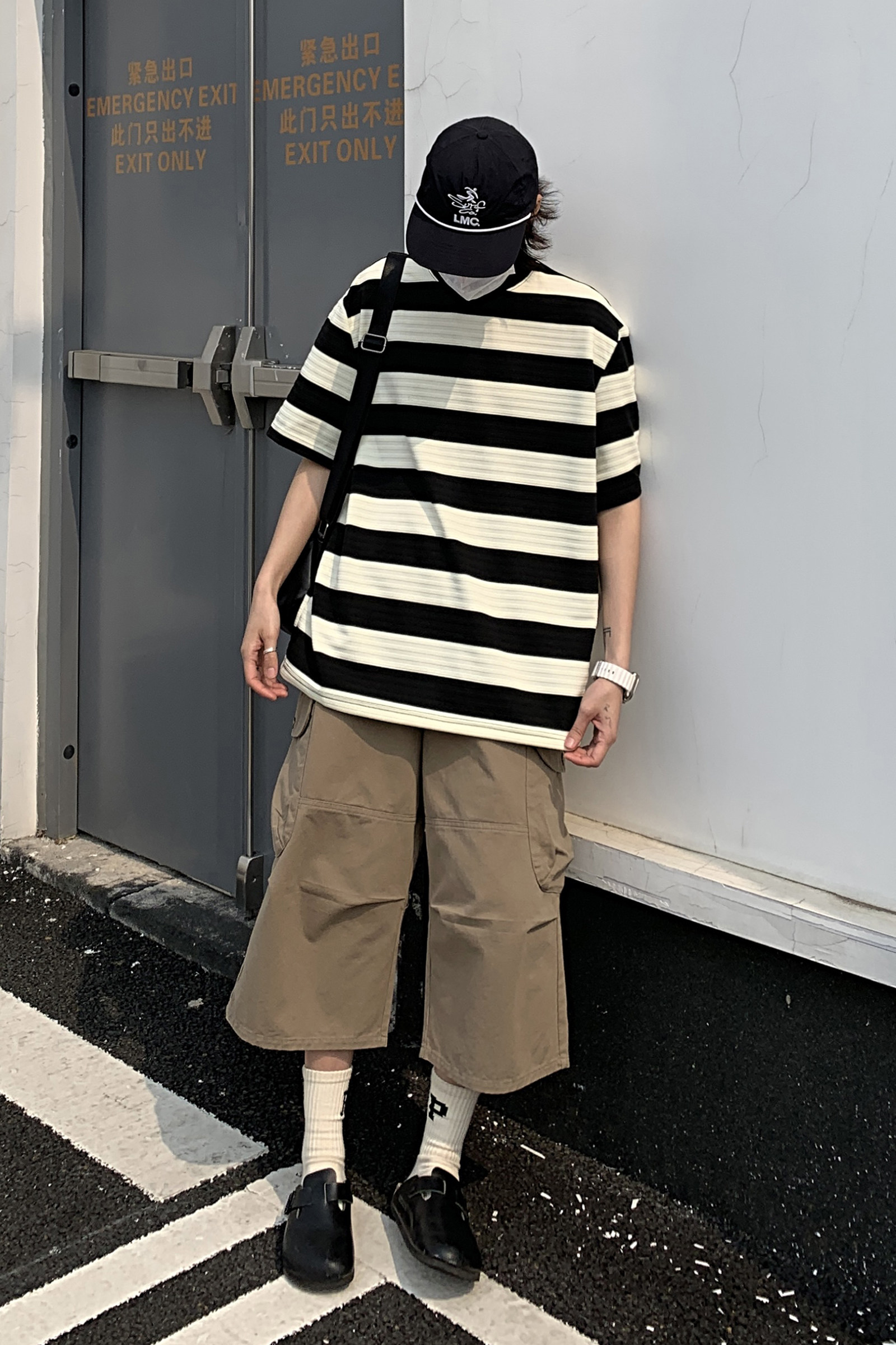2024夏季新款潮牌条纹短袖T恤t1162p55,男装T恤,电商A138B