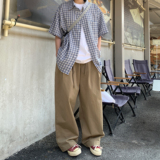 日系复古春秋宽松潮牌阔腿裤工装裤k7361p78100棉，男装休闲裤，电商A138B