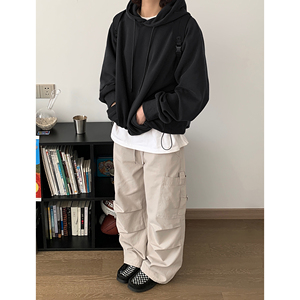 春秋新款韩版宽松慵懒风纯色连帽卫衣w5111p85图片