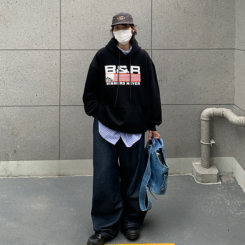 潮牌加绒宽松套头连帽情侣卫衣w5092特p68图片
