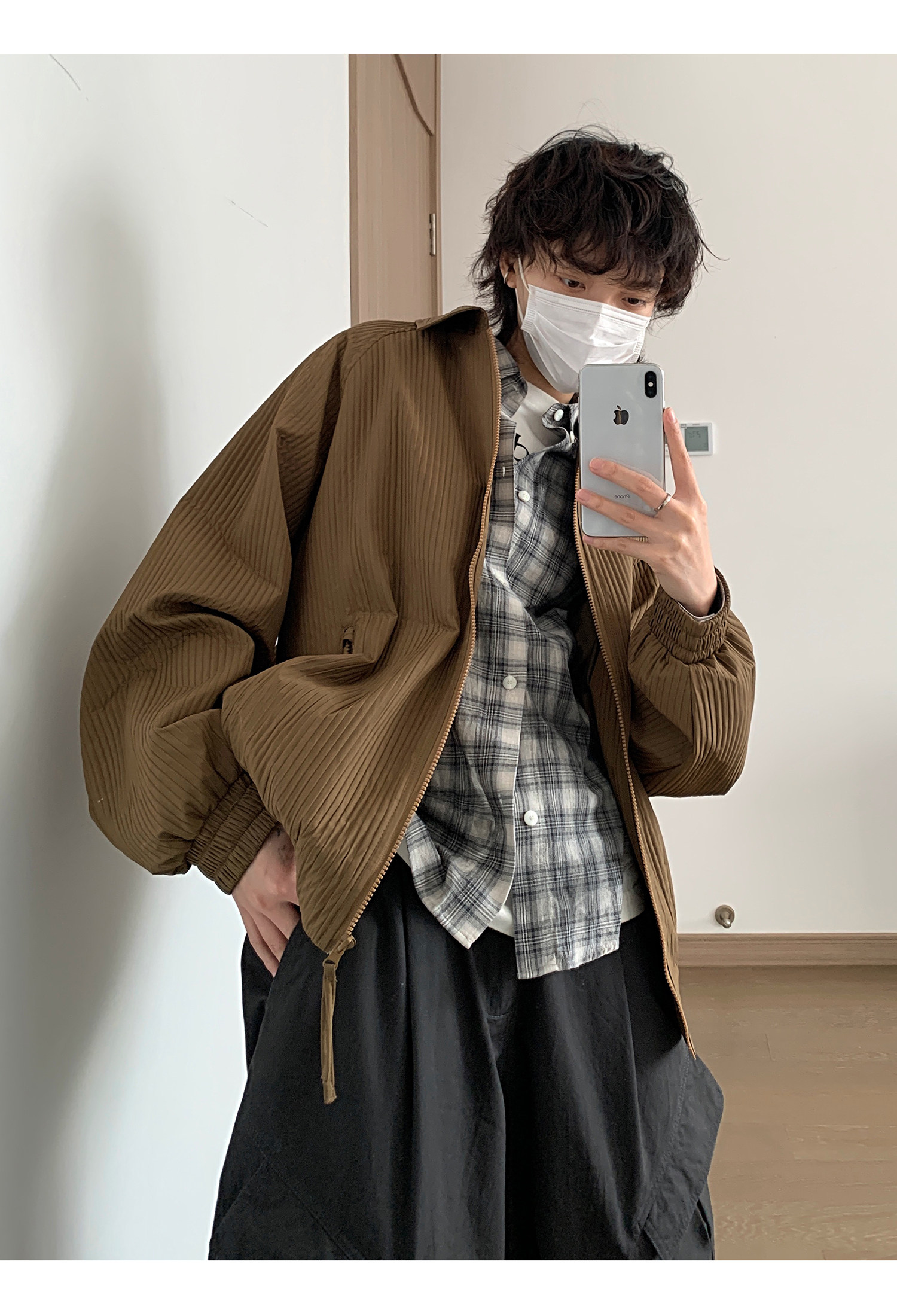 日系复古宽松翻领春秋新款设计感小众休闲百搭上衣潮jk9273p98,男装夹克,电商A138B