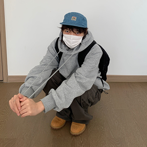 春秋新款韩版宽松慵懒风纯色连帽卫衣w5111p85图片