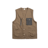 B东日系男装复古多口袋叠穿情侣拼色休闲日杂风穿搭马甲外套男，女装马甲，电商A138B