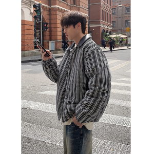 2024秋冬皮领翻领条纹棉衣棉服MY9256P125 100聚酯纤维图片
