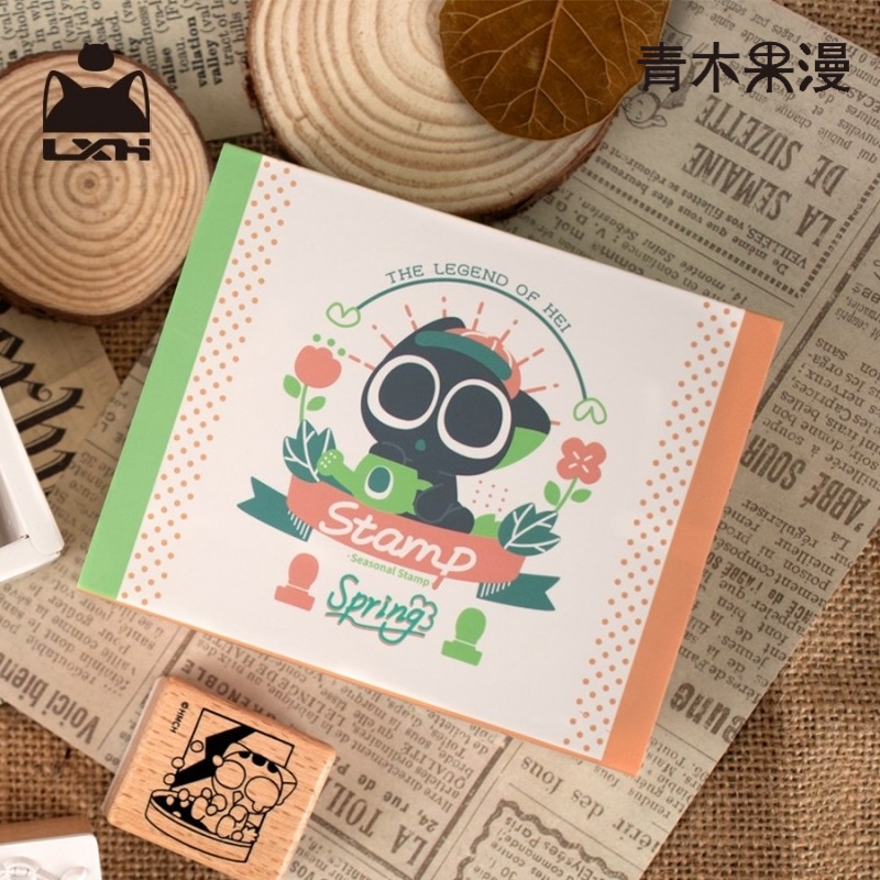 正版罗小黑四季木质印章