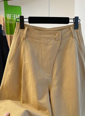 KARA批发丨黑色工装中裤五分短裤夏新宽松薄款高腰a字版阔腿裤潮