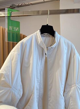 黑色立领棉服女冬季2025新款宽松休闲百搭高级感夹棉薄棉夹克外套