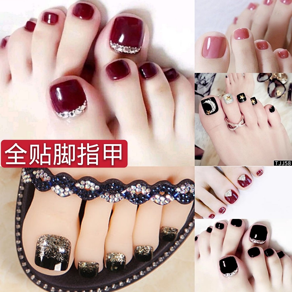 24片装 脚指甲贴片 持久防水 可拆卸 可穿戴美甲成品 脚指甲盖