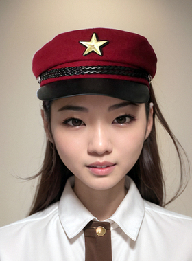 贝雷帽女秋冬新款红星英伦八角鸭舌帽子男街头pu皮黑色日系画家帽