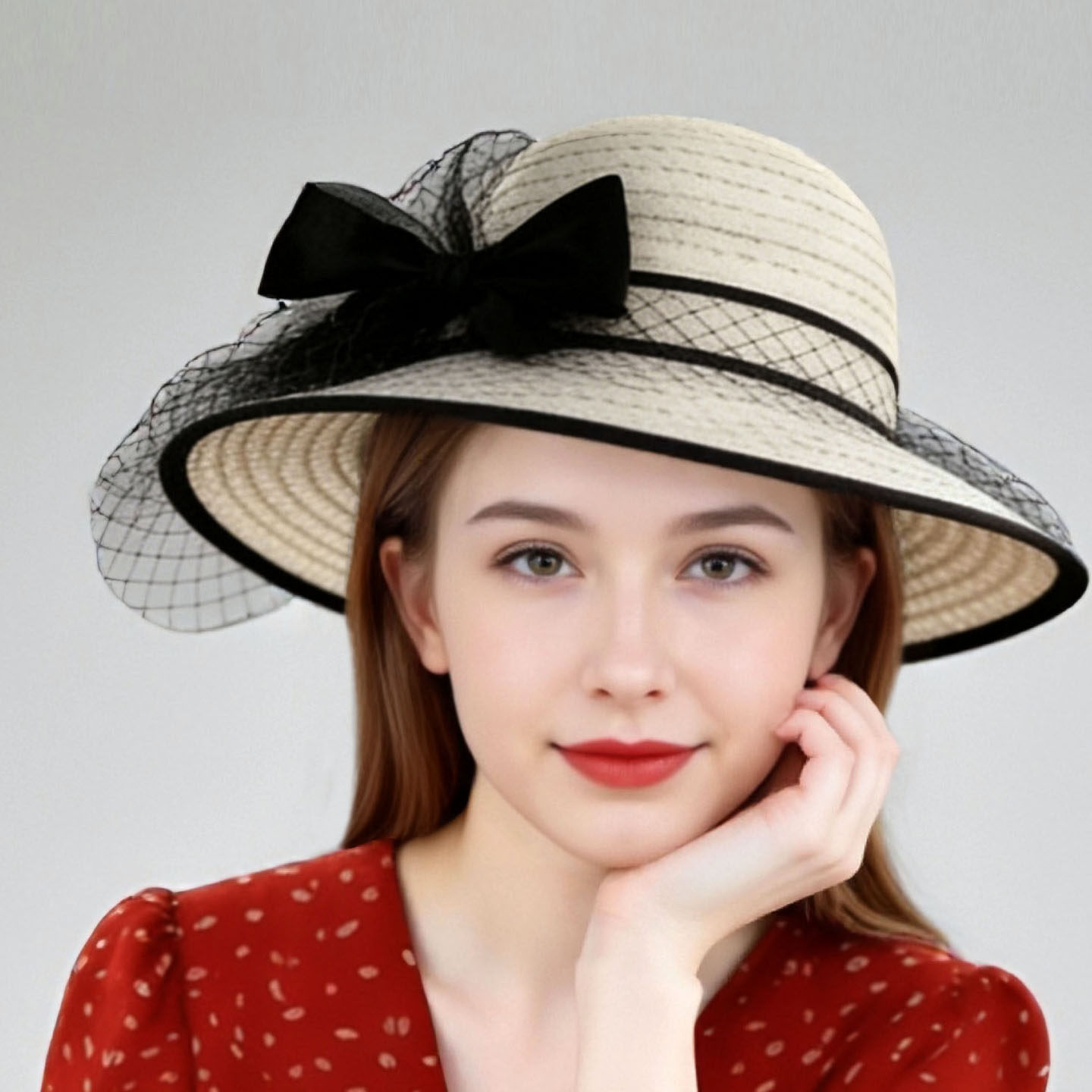 洋气太阳帽女士蕾丝礼帽遮阳帽子夏季防晒优雅遮脸网纱帽中年妈妈