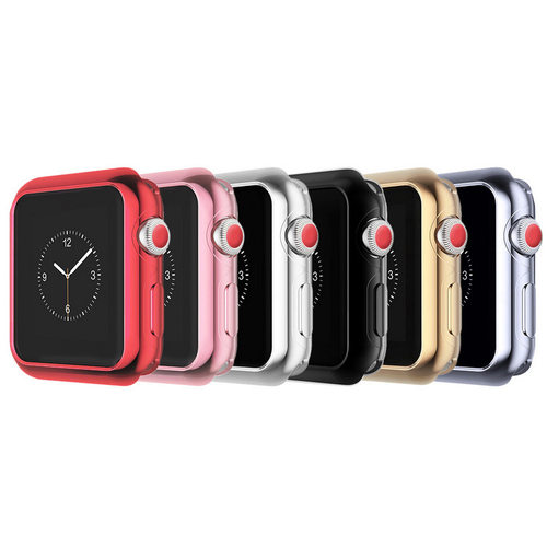 适用Apple watch7代电镀保护壳套2/3/4/5tpu软套半包se苹果手表S6
