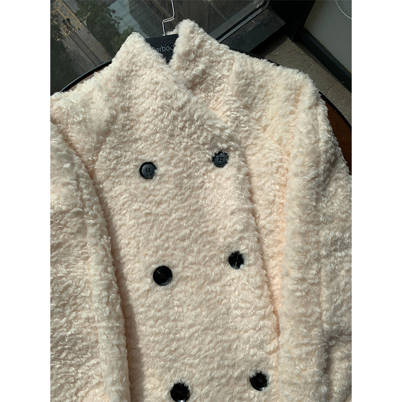 纤依百秀【龙】绒绒双排扣大衣外套 1228