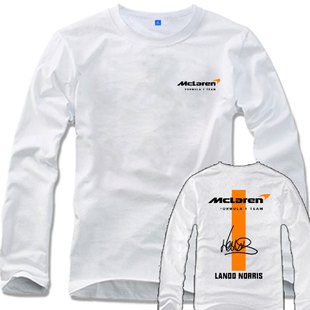 迈凯F1伦车队签名兰多诺里斯赛车服训练服夏男纯棉长袖t恤打底衫