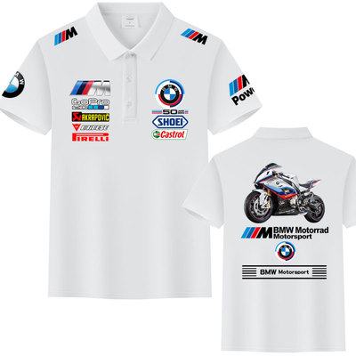 BMW宝马MPOWER部门性能摩托RR冰丝棉休闲POLO衫短袖t恤定制车队服