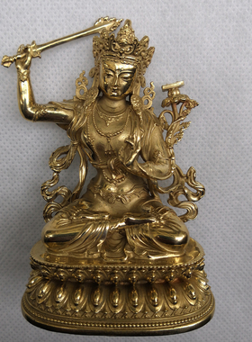 黄铜文殊菩萨随身西藏密宗小佛像