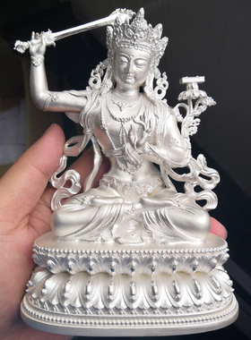 纯银文殊菩萨密宗居家佛像定制
