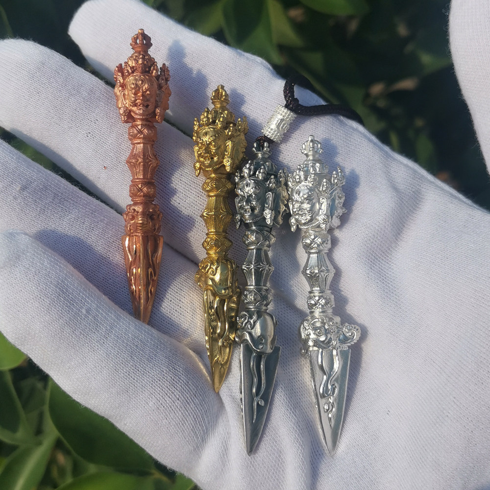 纯银999普巴金刚杵降魔杵吊坠金刚橛男女平安橛足银