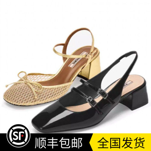 商场同款Corrin2026春新款法式复古钻扣粗跟玛丽珍女凉鞋反叛甜心