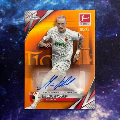 Topps 2024-25德甲Chrome球星卡 沃尔夫25编橙折签字签名卡