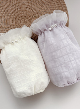 蕾丝袖套少女冬学生羽绒服防污套袖紫色办公室时尚高颜值成人袖头