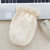 袖 头 ins潮米白色学生袖 套女冬办公室羽绒服套袖 三层防污蕾丝短款