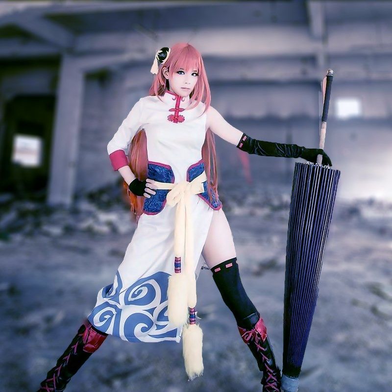 银魂剧场版  未来神乐 cos 旗袍   cosplay 全套动漫cosply服装女