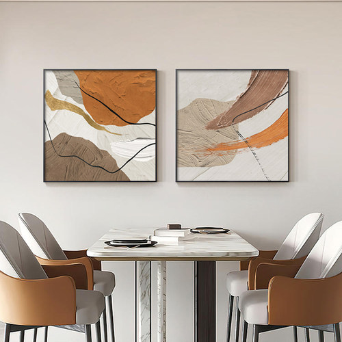 餐厅抽象艺术装饰客厅画高级感轻奢壁画现代简约挂画正方形组合画 - 封面