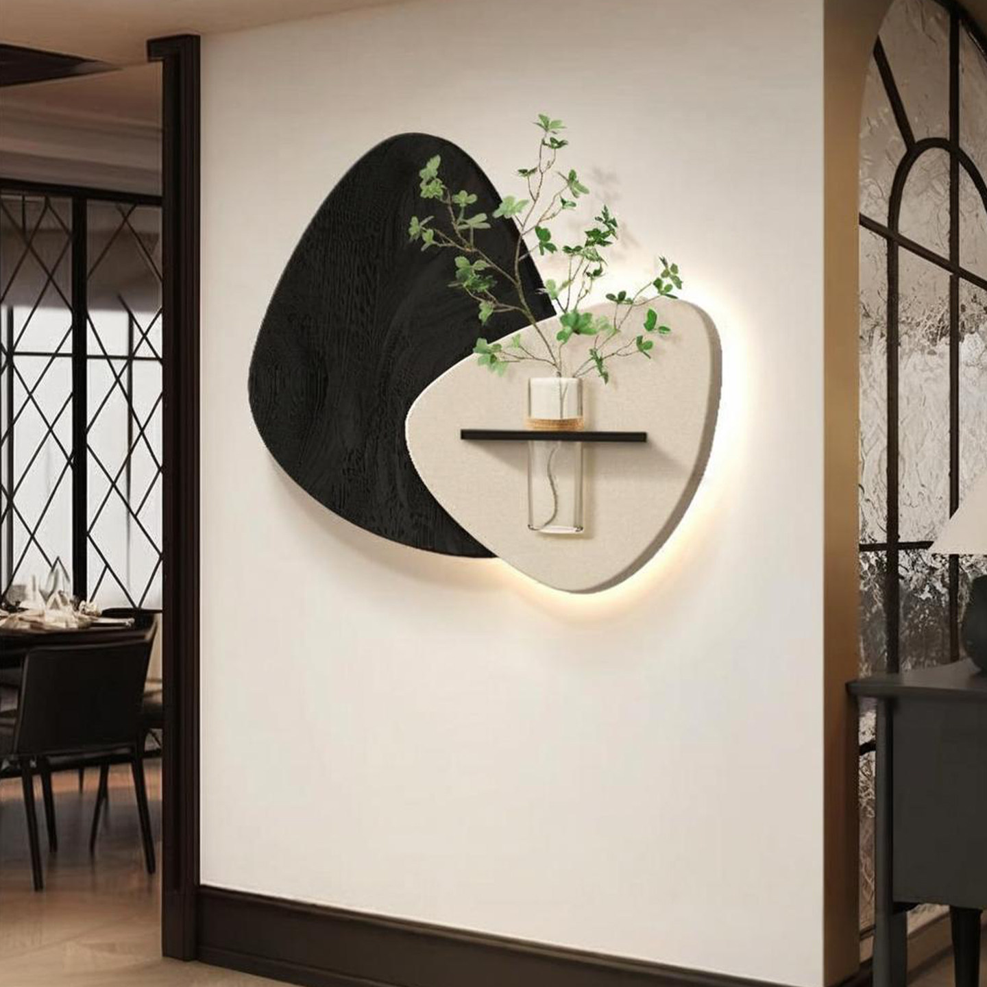 立体砂岩入户玄关装饰画水培绿植客厅电视沙发背景墙挂画高档壁画