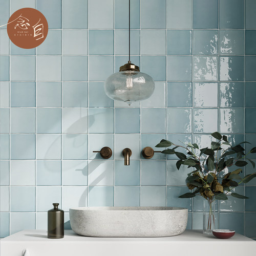 渐变蓝色小方砖手工砖厨卫墙面砖