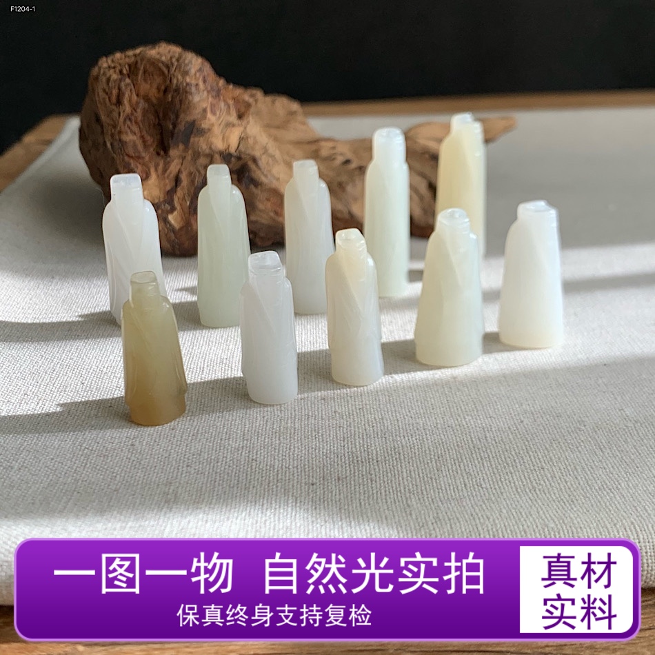 麟又 支持复检 天然和田玉俄料青海料白玉翁仲挂坠勒子背云可配绳