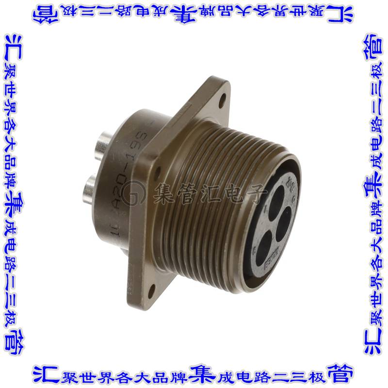 MS3102A20-19S 连接器接插件CONN RCPT FMALE 3P SILV SLDR CUP