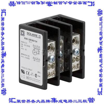 9080LBC362104 连接器接插件PWR DISTR BLK 600V 175A