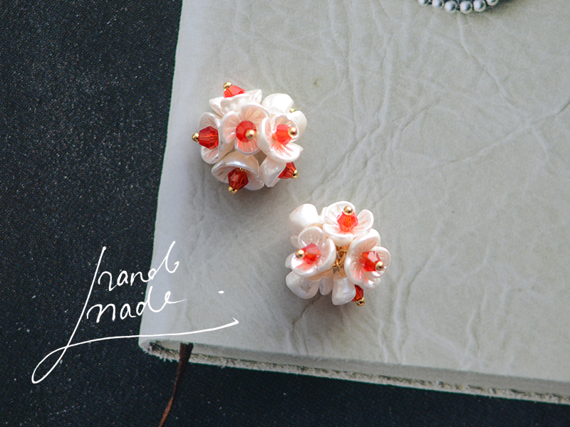 diy红色手工耳饰成品吊坠