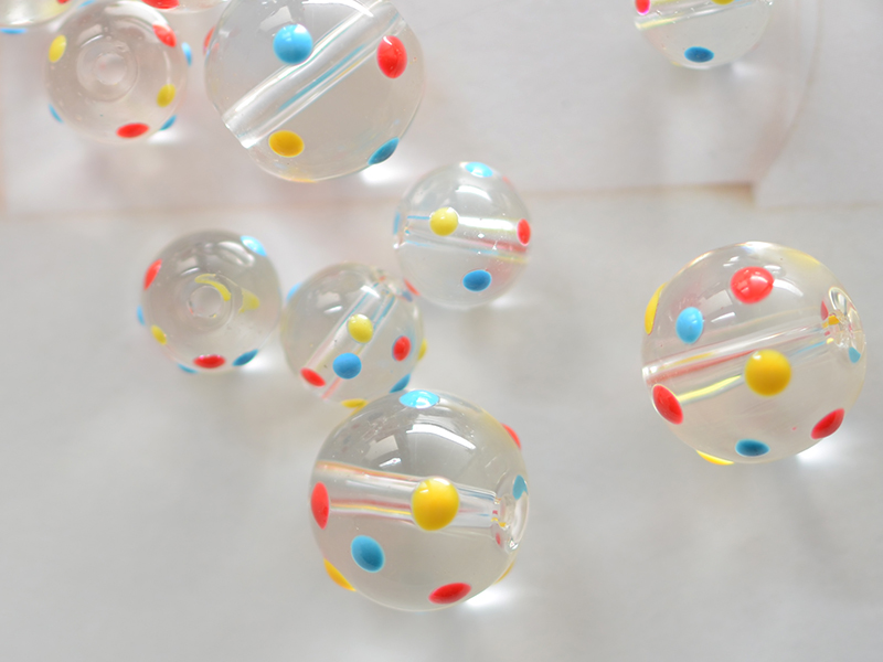 彩色波点琉璃圆珠直孔水晶玻璃
