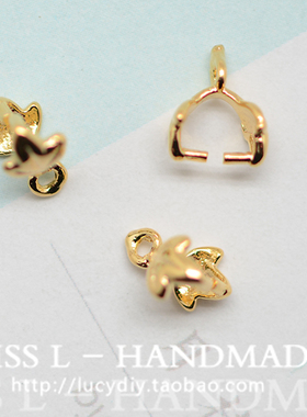 V295 小树叶爪子扣造型吊坠 18K包金镀18K金镀金DIY手工配件 一枚