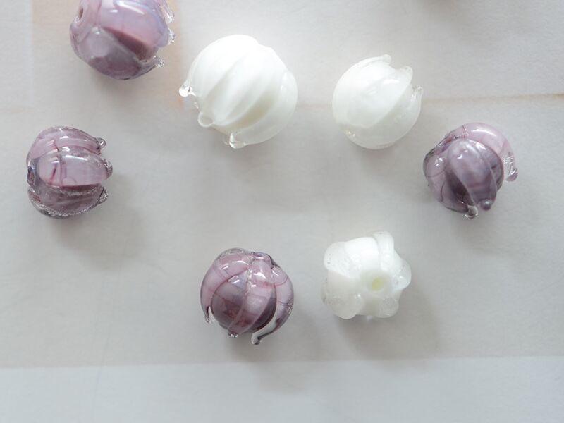 白色紫色琉璃花苞水晶玻璃竖孔