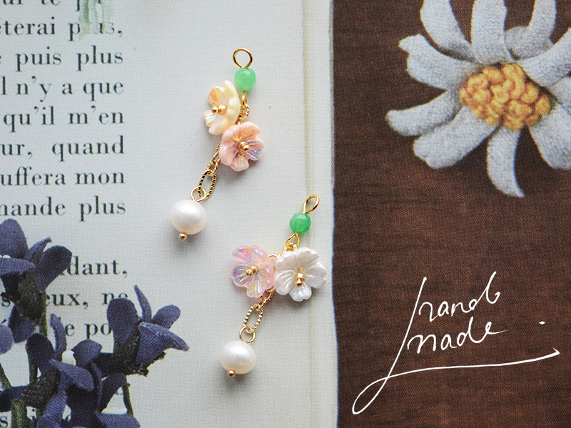 diy花朵流苏手工耳饰成品吊坠