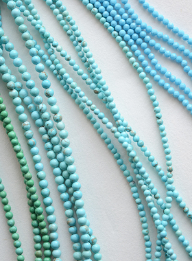 ZA06 绿松蓝松石小珠子迷你圆珠手工串珠项链手链配件材料1条